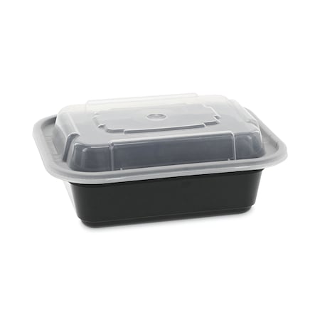 Newspring VERSAtainer Microwavable Containers, 12 Oz, 4.5 X 5.5 X 1.75, Black/Clear, 150PK